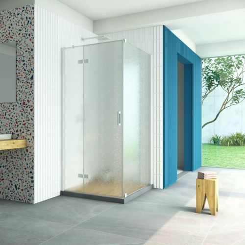 Душевой уголок Vegas-Glass AFP-Fis Retta AFP-Fis Retta 80 01 02 L 80х80 стекло рифленое профиль белый без поддона