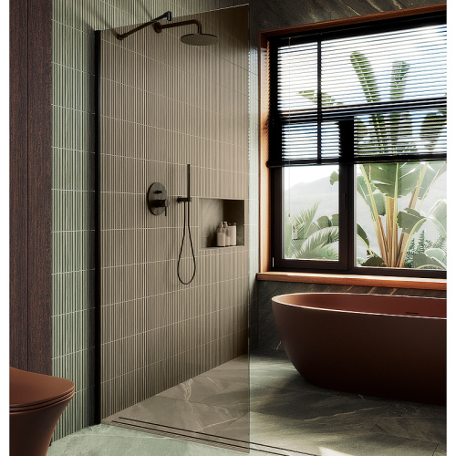 Душевая перегородка Maybah Glass MGD-678-6ш 109х195 стекло тонированное профиль черный