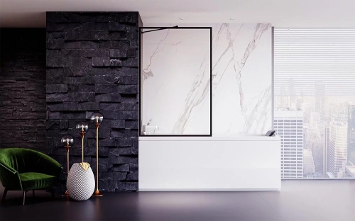 Душевая шторка на ванну Veconi Palau PL85B-80-01-C4 80х150 стекло прозрачное профиль черный ориентация универсальная Душевая шторка на ванну Veconi Palau PL85B-80-01-C4 80х150 стекло прозрачное профиль черный ориентация универсальная