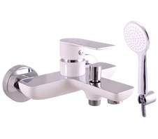 Смеситель для ванны и душа VLTAVA VT454.5/1CB настенный белый глянцевый