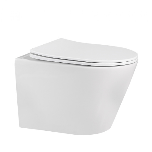 Унитаз подвесной Abber Bequem AC1102 белый с сиденьем микролифт безободковый каскадный смыв