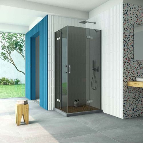 Душевой уголок Vegas-Glass AFA-F Retta AFA-F Retta 90*80 07 07 R 90х80 стекло тонированное профиль хром без поддона