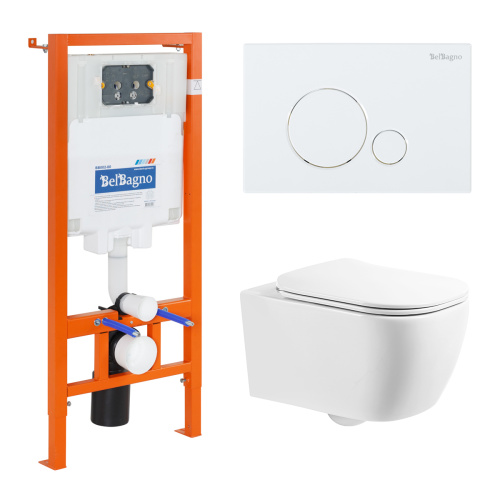 Комплект унитаз с инсталляцией BelBagno BB1102CH/BB1102SC/BB002-80/BB014-SR-BIANCO
