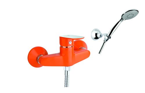 Смеситель для ванны и душа Fiore 81OX6510 настенный хром/оранжевый