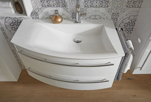 Раковина из минерального литья Puris Crescendo SWM109L1 90х54 накладная цвет белый 1 отверстие под смеситель