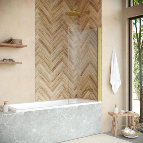 Душевая шторка на ванну Vegas-Glass EV+EV NOVO EV NOVO 70 03 crystalvision 70х139 стекло прозрачное профиль золото матовое ориентация универсальная