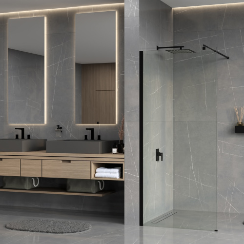 Душевая перегородка WasserKRAFT Rur 30W 30W40MB 120х200 стекло прозрачное профиль черный матовый