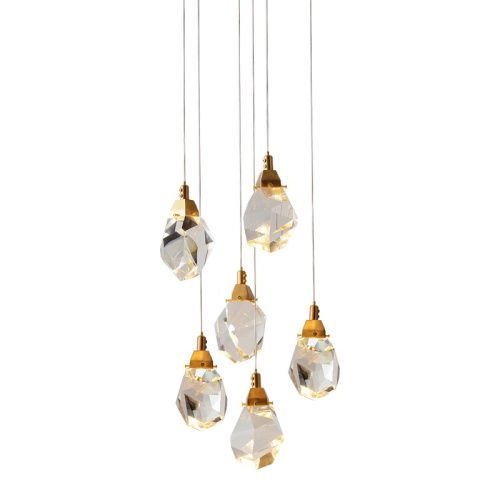 Светильник подвесной Delight Collection Crystal rock II (Црыстал роцк ИИ) 9701P/6R brass