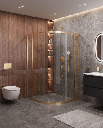 Душевой уголок Cezares MOLVENO MOLVENO-RH-11-120/110-C-BORO-IV 120х110 стекло прозрачное профиль золото без поддона