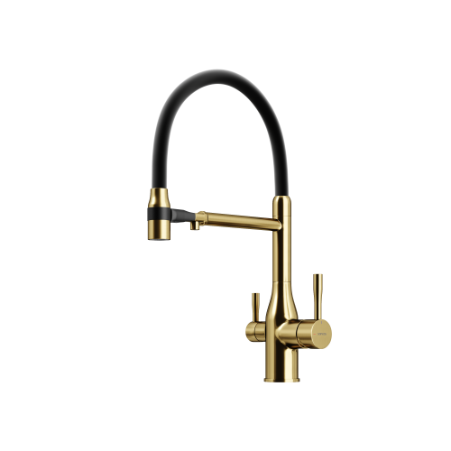 Смеситель для кухни Sancos Garda SC4009BG на мойку брашированное золото/черный
