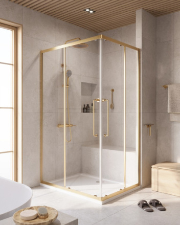 Душевой уголок Cezares RELAX 304 RELAX-304-AH-2-120/90-C-BORO 120х90 стекло прозрачное профиль золото брашированное без поддона