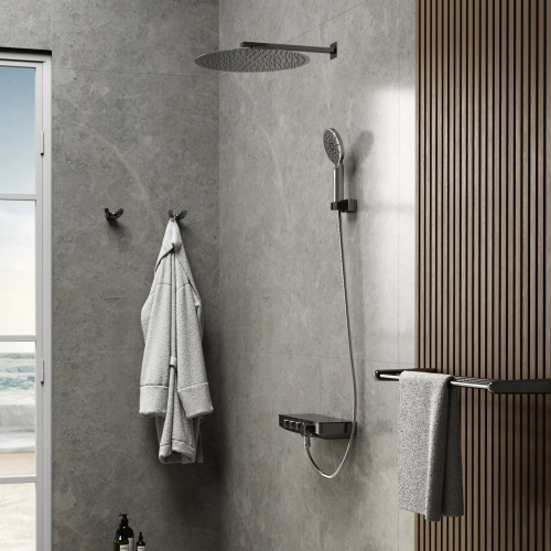 Смеситель WasserKRAFT Elbe 7400 7499 Thermo настенный черный