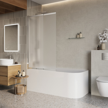 Душевая шторка на ванну BelBagno LUCE LUCE-VF-11-90/145-P-Cr 90х145 стекло рифленое профиль хром глянцевый