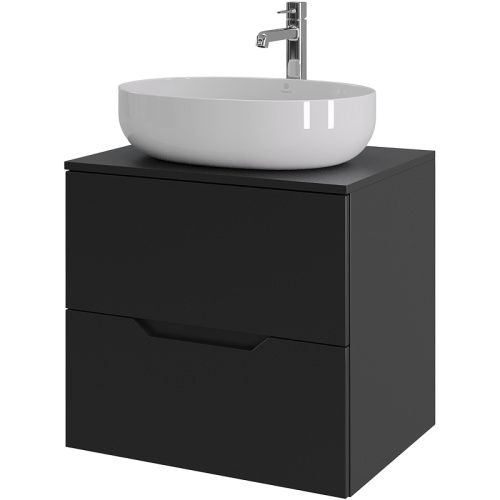 Тумба с раковиной Orange Line Li-60TubMDF+B05-520W 60х50 подвесная цвет черный