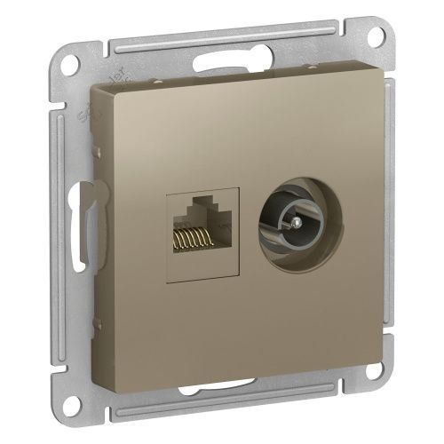 Розетка двойная комп+ТВ, RJ45+TV Systeme Electric AtlasDesign (АтласДесигн) ATN000589