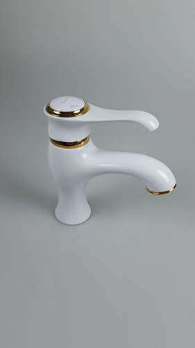 Смеситель Emmevi Tiffany 6003/BO на раковину белый/золото