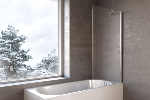 Душевая шторка на ванну Kolpa-San  517730 80х140 стекло прозрачное профиль серебро ориентация универсальная