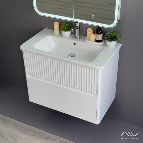 Тумба с раковиной Alavann Wave ALV1112000 80х46х62 подвесная цвет белый
