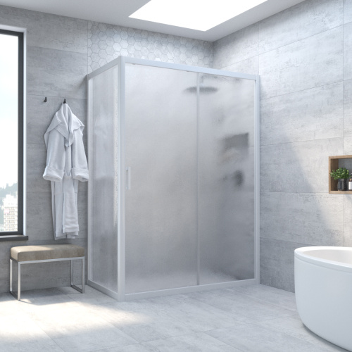Душевой уголок Vegas-Glass ZP+ZPV TUR+NOVO ZP+ZPV NOVO h2000 180*95 01 02 180х95 стекло рифленое профиль белый без поддона