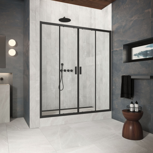 Душевая дверь Vegas-Glass Z2P Protec Z2P Protec h1900 210 02М crystalvision 210х190 стекло прозрачное профиль черный матовый