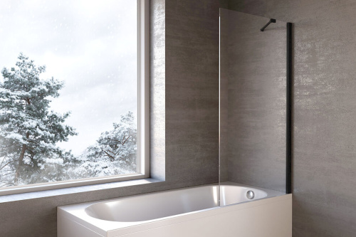 Душевая шторка на ванну Kolpa-San  517740 80х140 стекло прозрачное профиль черный ориентация универсальная