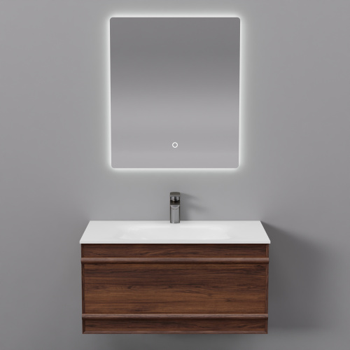 Тумба с раковиной зеркалом и смесителем ArtDecco Bridget (Бриджит) ABR08W22S1MF 80x45x40 подвесная цвет черный орех