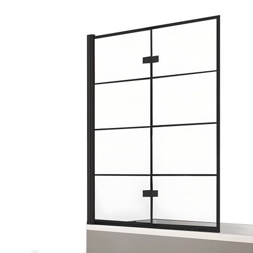 Душевая шторка на ванну New Trendy NEW SOLEO Black P-0049 100х140 стекло прозрачное профиль черный ориентация левая