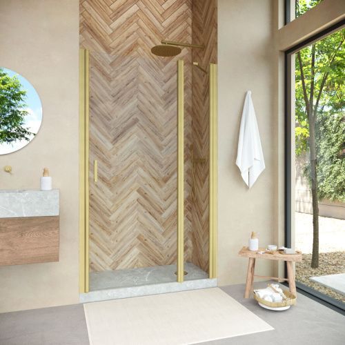 Душевая дверь Vegas-Glass EP-F-1 NOVO EP-F-1 NOVO 155 03 01 R 155х189 стекло прозрачное профиль золото матовое