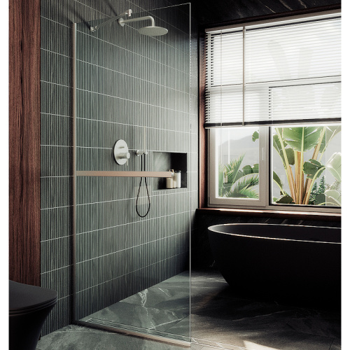 Душевая перегородка Maybah Glass MGD-708-5у 109х195 стекло прозрачное профиль хром матовый