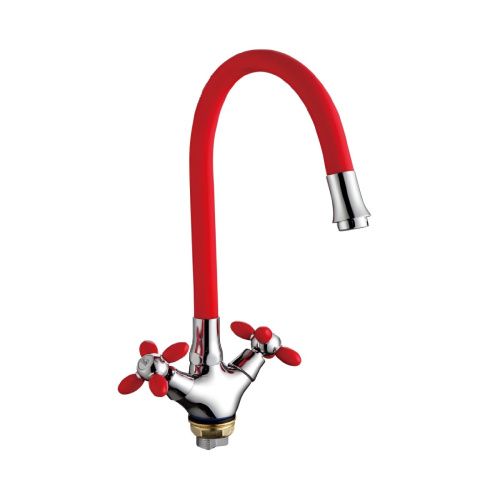 Смеситель для кухни Fashun A44127-10 на мойку хром/красный