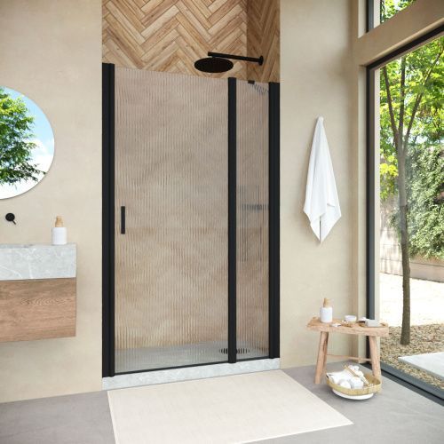 Душевая дверь Vegas-Glass EP-F-1 NOVO EP-F-1 NOVO 155 02М Moru R 155х189 стекло рифленое профиль черный матовый