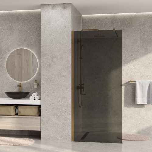 Душевая перегородка WasserKRAFT Rur 30W 30W39BG-TG 90х200 стекло тонированное профиль золото матовое