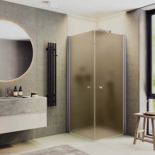 Душевой уголок Maybah Glass MGY-1301-5 90х90 стекло тонированное профиль хром матовый