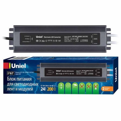 Блок питания Uniel UET-VAF UET-VAF-200B67 24V IP67 2 выхода