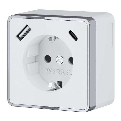 Розетка с заземлением, шторками и USB Werkel Gallant (Галлант) 4690389179594