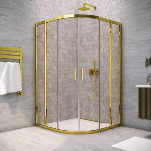 Душевой уголок Vegas-Glass ZS TUR+NOVO ZS TUR NOVO 120 09 05 120х120 стекло тонированное профиль золото без поддона