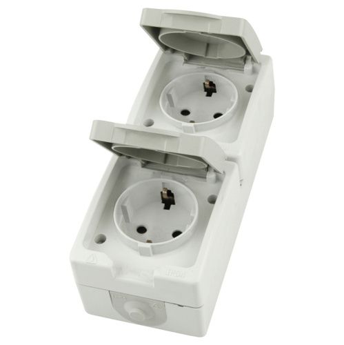 Розетка двухместная с крышкой с/з Stekker PST16-22-54V 49737