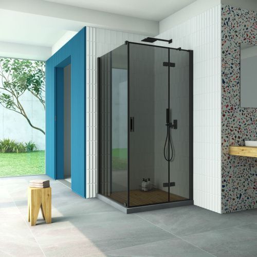 Душевой уголок Vegas-Glass AFP-Fis Retta AFP-Fis Retta 80 02М 07 R 80х80 стекло тонированное профиль черный без поддона