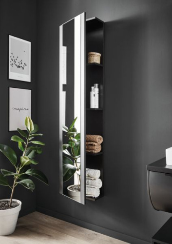 Шкаф-пенал Puris Rounds HOG104001L(777/177)  подвесной цвет серый матовый