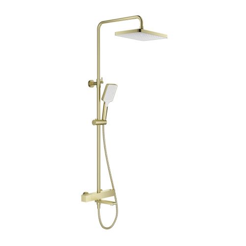 Душевая стойка Splenka S224.26.03 настенная цвет сатин золотой с термостатом