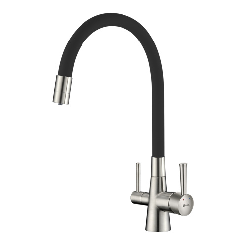 Смеситель для кухни LeMark Comfort LM3075BN-Black на мойку никель без термостата
