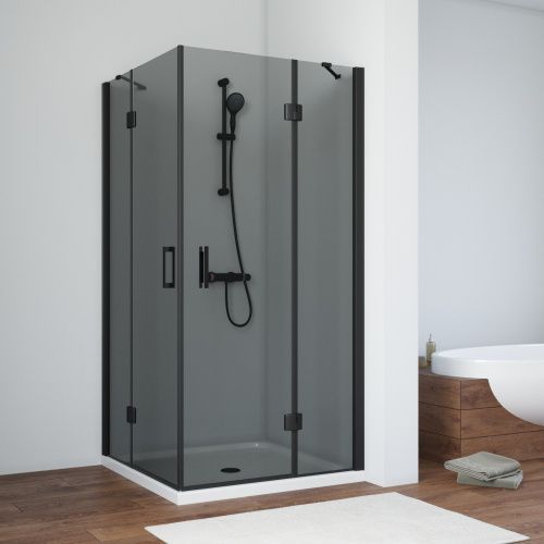 Душевой уголок Vegas-Glass AFA TUR+NOVO AFA NOVO 80 02М 07 80х80 стекло тонированное профиль черный без поддона