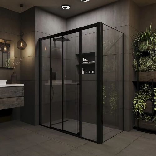 Душевой уголок Veconi Premium Prato PR4/L-SP-18080-01-B-C4 180х80 стекло прозрачное профиль черный без поддона