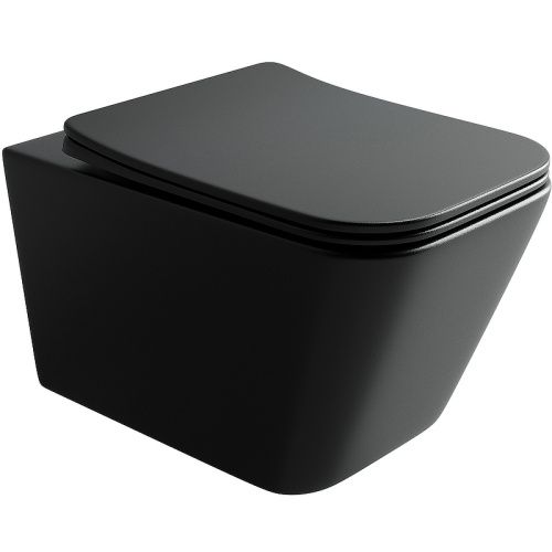 Унитаз подвесной Ceramica Nova METRIC CN3007MB черный с сиденьем микролифт безободковый душевой смыв