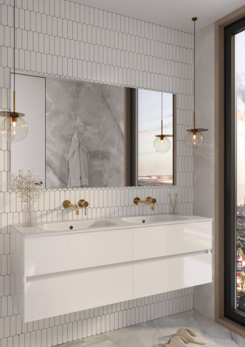 Тумба под раковину Armadi Art Vallessi 837-140-W 140х46х53 подвесная цвет белый глянцевый