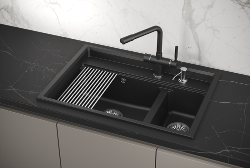 Кухонная мойка Granula Kitchen Space 7302, ШВАРЦ 73x51 цвет шварц