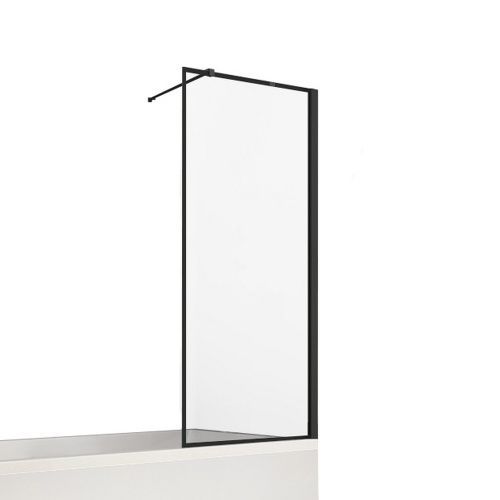 Душевая шторка на ванну New Trendy NEW SOLEO Black P-0097-WP 100х140 стекло прозрачное профиль черный ориентация универсальная