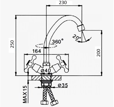 Смеситель для кухни D-Lin D151825-H на мойку хром - фото 2
