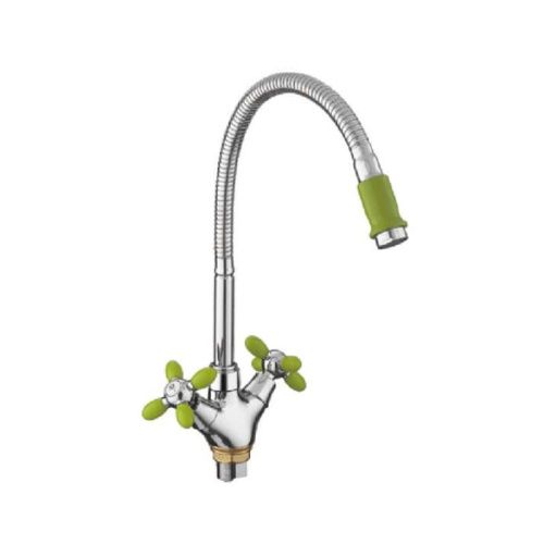Смеситель для кухни Fashun A43127-6 на мойку хром/зеленый