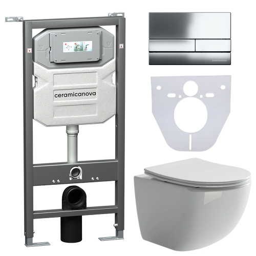 Инсталляция с кнопкой + унитаз + шумоизоляция Ceramica Nova CN3009_1002CH_1000